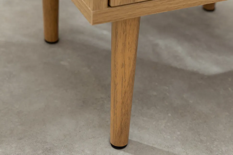Design Nachttisch VIENNA 60cm natur Rattan Geflecht Beistelltisch mit Stauraum