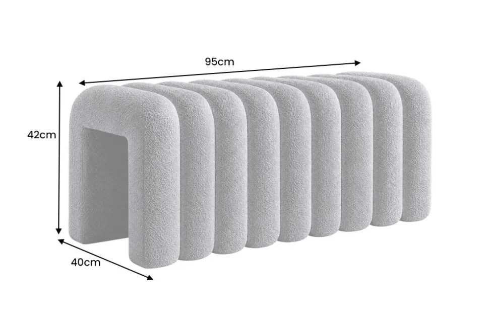 Design Polsterbank VOGUE 95cm grau Bouclé Bettbank