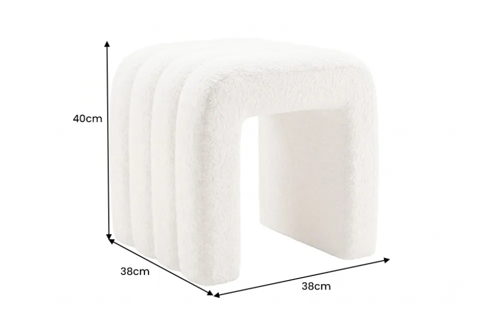 Design Polsterhocker VOGUE 40cm beige Bouclé Sitzhocker