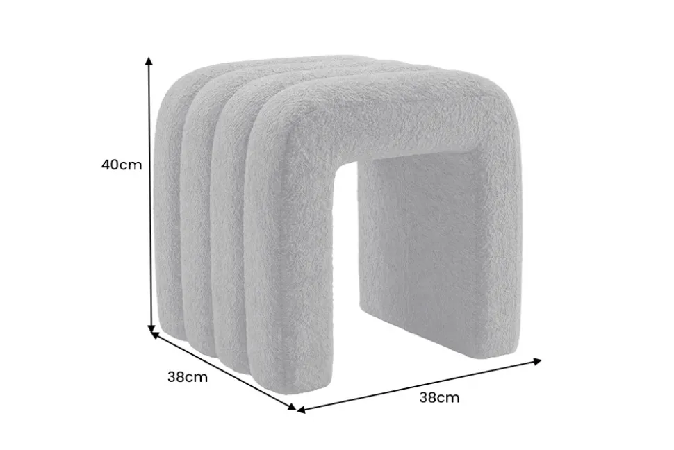 Design Polsterhocker VOGUE 40cm grau Bouclé Sitzhocker