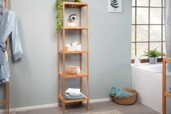 Design Regal LAGOON SPA 145cm Bambusholz vier Fächer Badregal
