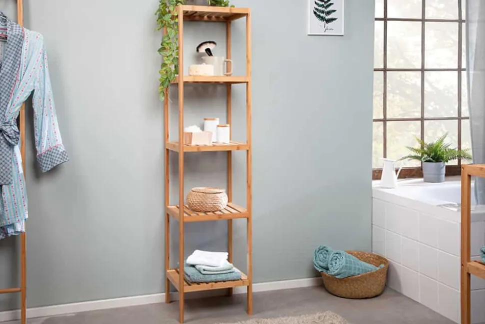 Design Regal LAGOON SPA 145cm Bambusholz vier Fächer Badregal