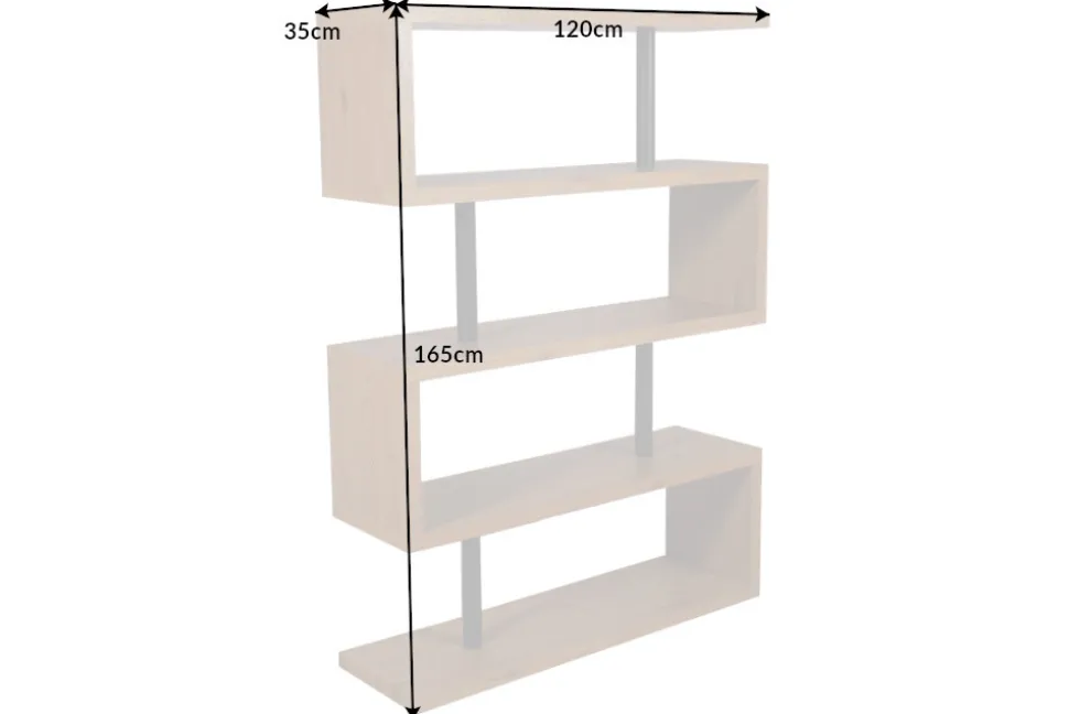 Design Regal SNAKE 165cm Eichenoptik Bücherregal mit fünf Böden