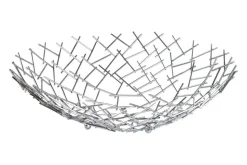 Design Schale STRUCTURE 45cm silber pulverbeschichtetes Metall