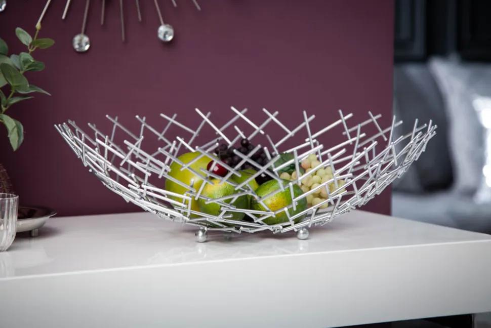 Design Schale STRUCTURE 45cm silber pulverbeschichtetes Metall