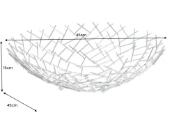 Design Schale STRUCTURE 45cm silber pulverbeschichtetes Metall