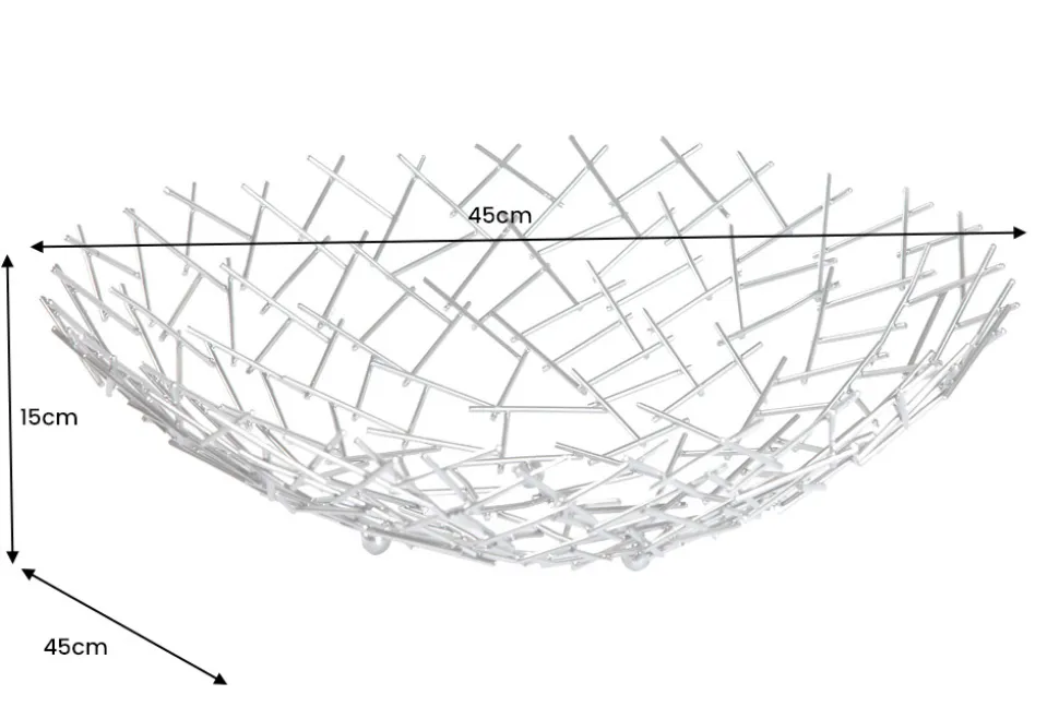 Design Schale STRUCTURE 45cm silber pulverbeschichtetes Metall