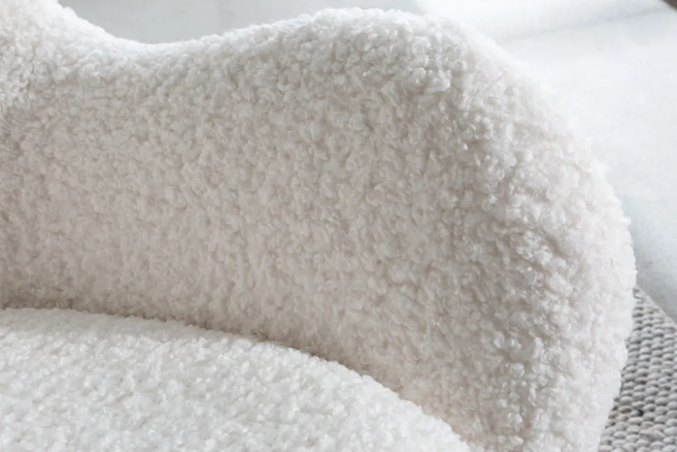 Design Schaukelstuhl SCANDINAVIA SWING weiß Bouclé Sessel schwarz Metall