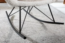 Design Schaukelstuhl SCANDINAVIA SWING weiß Bouclé Sessel schwarz Metall