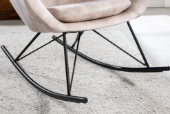Design Schaukelstuhl SCANDINAVIA SWING champagner greige Samt Schaukelsessel