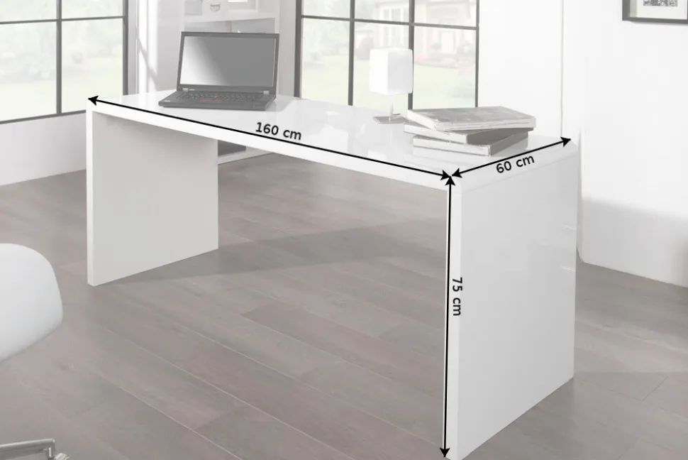 Design Schreibtisch FAST TRADE 160cm weiß Hochglanz Computertisch
