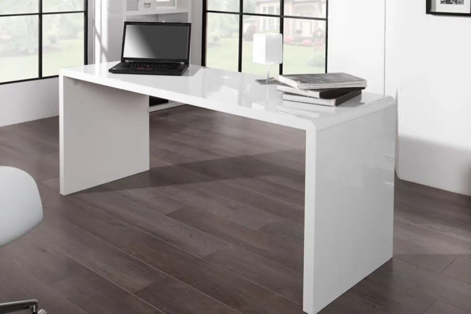 Design Schreibtisch FAST TRADE 160cm weiß Hochglanz Computertisch