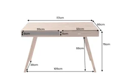Design Schreibtisch RETRO 120cm braun Sheeshamholz stone finish Design Klassiker