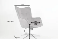 Design Sessel MR. LOUNGER grau chrom Samt höhenverstellbar drehbar Retro