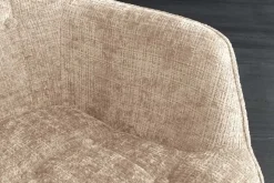 Design Sessel SCANDINAVIA champagner Chenille Cremona schwarz Metall mit Armlehne