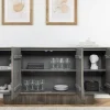 Design Sideboard ART DECO 170cm grau smoked Mangoholz massiv 3D-Front