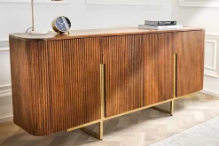 Design Sideboard GATSBY 160cm braun mattgold Mangoholz Retro