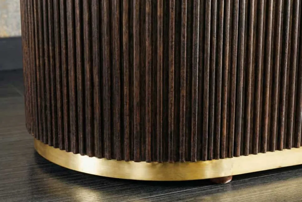 Design Sideboard GATSBY 170cm braun gold Mangoholz weiße Marmorplatte