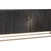 Design Sideboard ILLUSION 180cm schwarz Mangoholz Massivholz mit 3D Schnitzereien gold Eisen Metallgestell