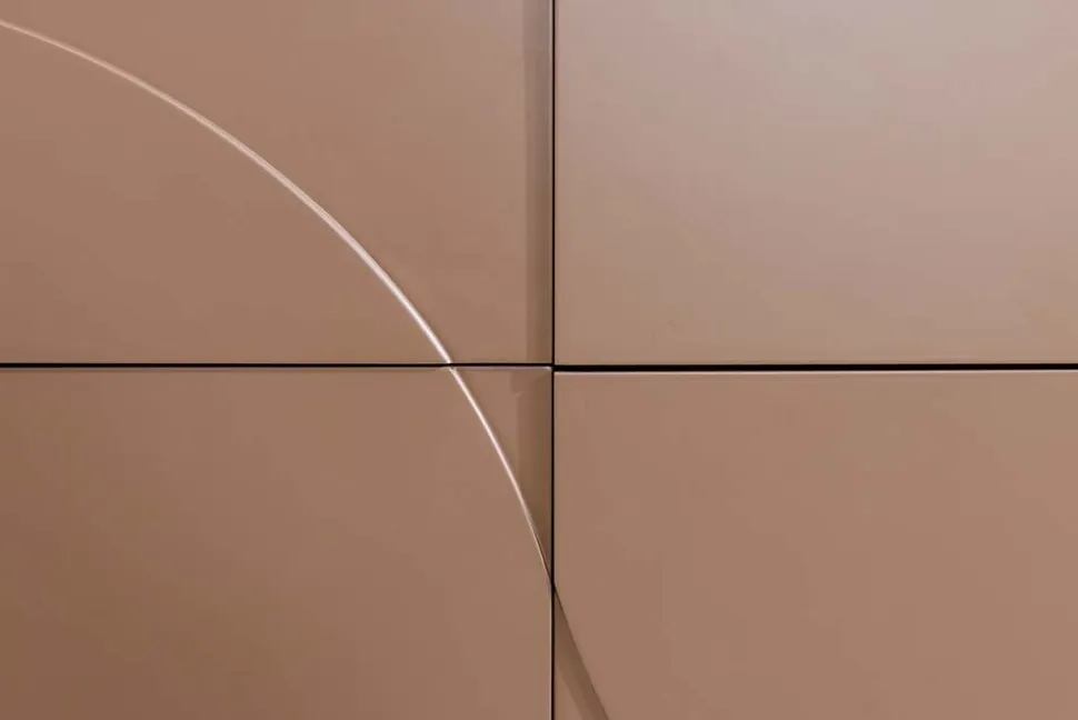 Design Sideboard SAVOY 150cm grau beige greige Keramik Travertin mit sechs Schubladen