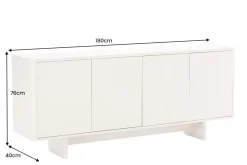 Design Sideboard SAVOY 180cm kaschmir weiß Marmor Keramik mit Stauraum und 3D-Front