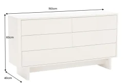 Design Sideboard SAVOY 150cm kaschmir weiß Marmor Keramik mit sechs Schubladen