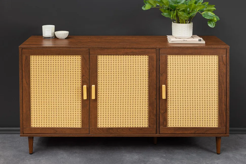 Design Sideboard VIENNA 120cm braun Wiener Geflecht Kommode