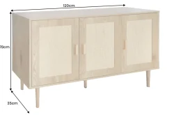 Design Sideboard VIENNA 120cm natur Wiener Geflecht Kommode