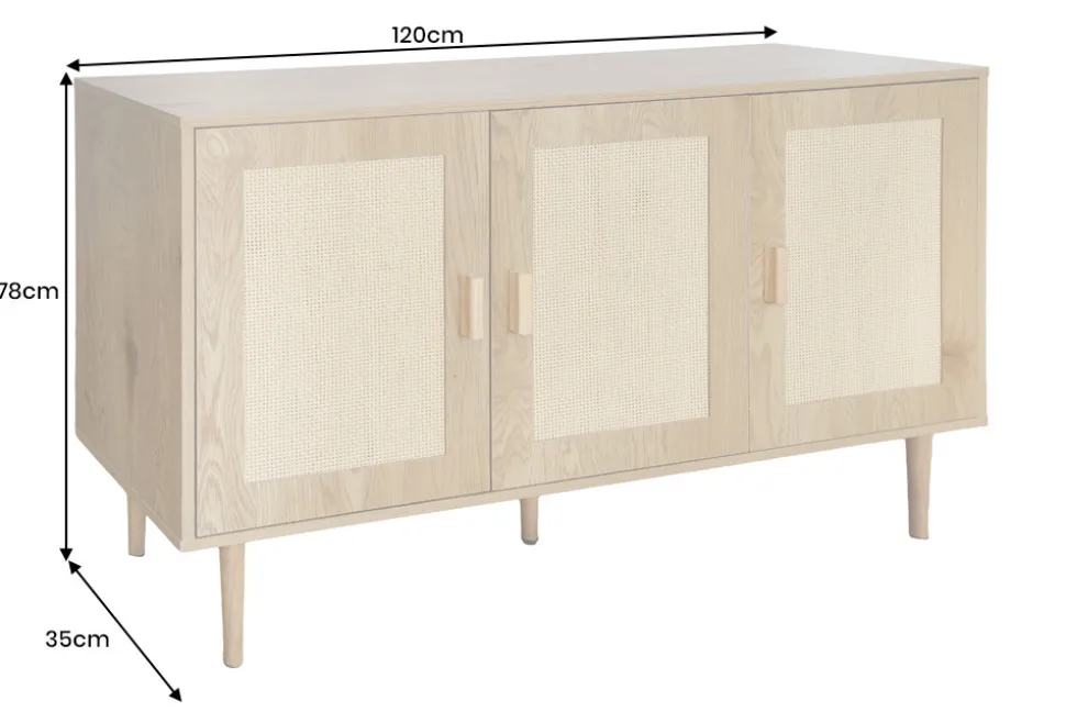 Design Sideboard VIENNA 120cm natur Wiener Geflecht Kommode