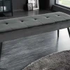 Design Sitzbank BOUTIQUE 100cm dunkelgrau Samt schwarze Metallbeine