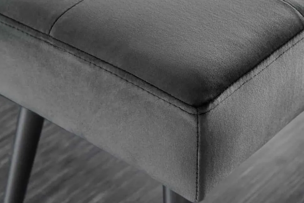 Design Sitzbank BOUTIQUE 100cm dunkelgrau Samt schwarze Metallbeine