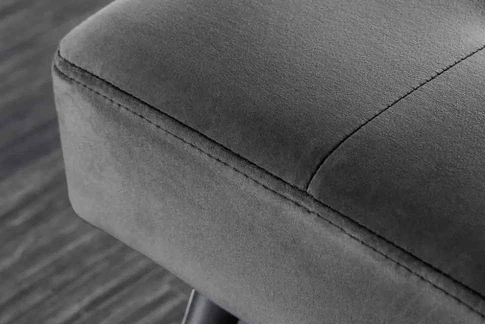 Design Sitzbank BOUTIQUE 100cm dunkelgrau Samt schwarze Metallbeine