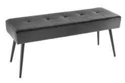 Design Sitzbank BOUTIQUE 100cm dunkelgrau Samt schwarze Metallbeine