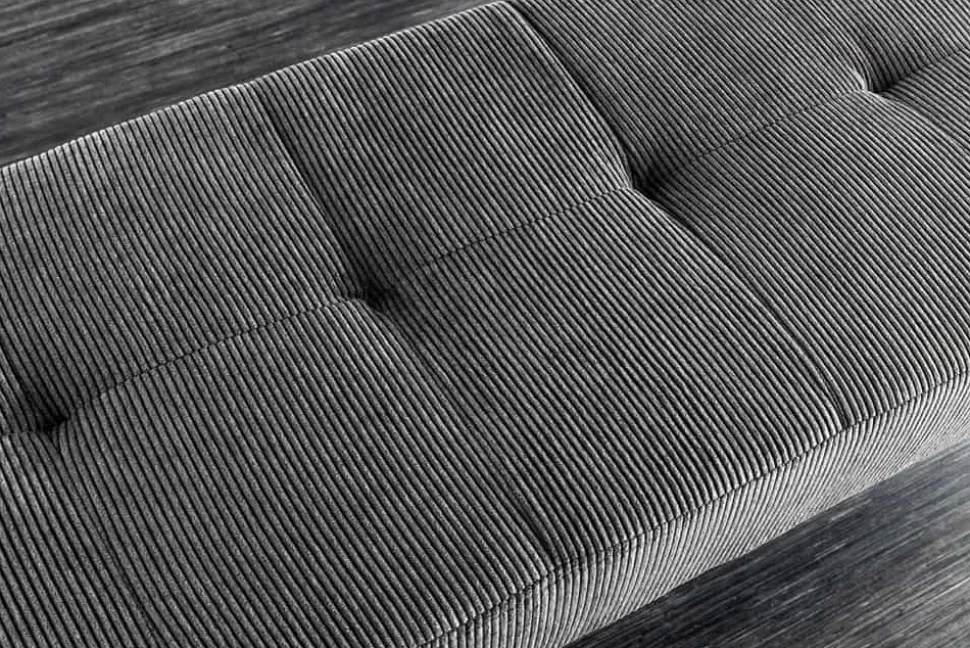 Design Sitzbank BOUTIQUE 100cm dunkelgrau Cord schwarze Metallbeine