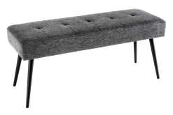 Design Sitzbank BOUTIQUE 100cm grau Strukturstoff schwarze Metallbeine