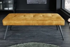 Design Sitzbank BOUTIQUE 100cm senfgelb Samt schwarze Metallbeine