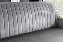 Design Sitzbank TURIN 160cm silbergrau Samt schwarz Metall Armlehne