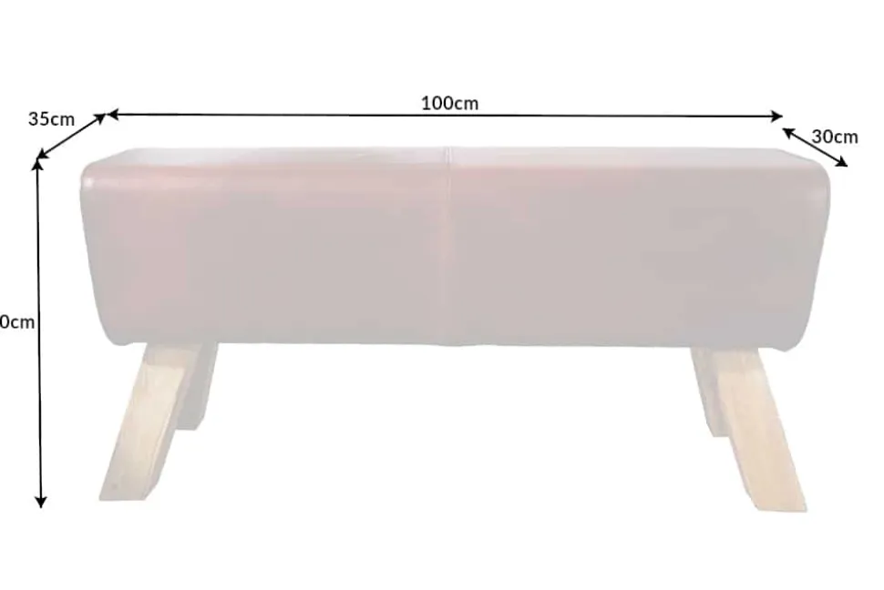 Design Sitzbank TURNBOCK 100cm coffee Echtleder Mangoholz Retro Sitzhocker
