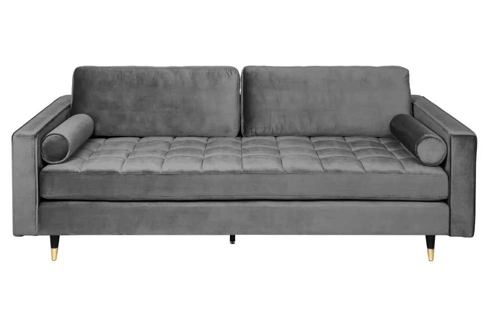 Design 3-Sitzer Sofa COZY VELVET 220cm grau Samt Federkern Lounge