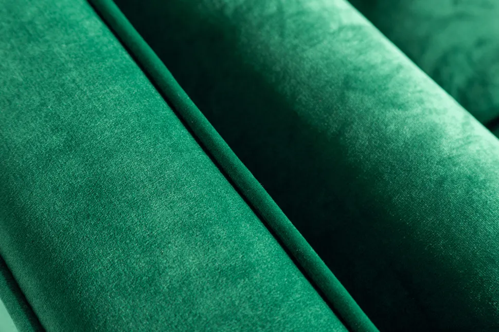 Design 3-Sitzer Sofa COZY VELVET 220cm smaragdgrün Samt Federkern Lounge