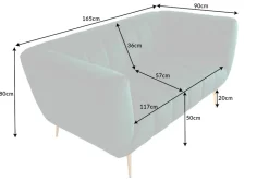 Design 2-Sitzer Sofa NOBLESSE 165cm smaragdgrün Samt Federkern goldene Metallfüße