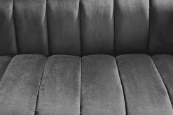 Design 2-Sitzer Sofa NOBLESSE 165cm grau Samt schwarze Metallfüße Federkern