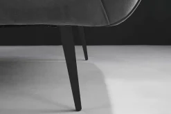 Design 2-Sitzer Sofa NOBLESSE 165cm grau Samt schwarze Metallfüße Federkern