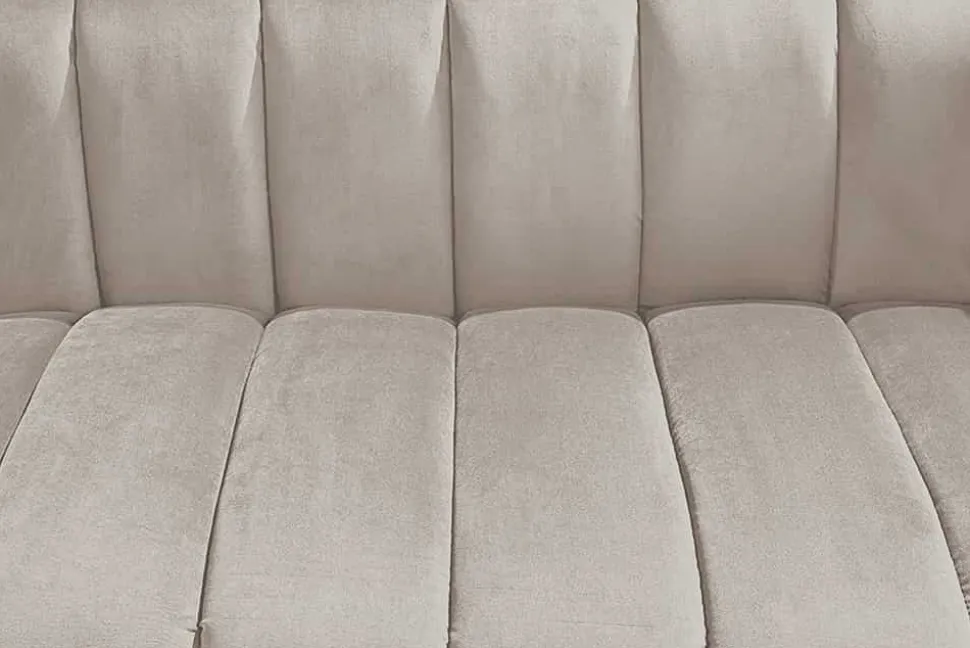Design 2-Sitzer Sofa NOBLESSE 165cm champagner Samt schwarze Metallfüße Federkern