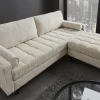 Design Sofa COZY VELVET 220cm beige Chenille Federkern 3-Sitzer mit goldener Kappe