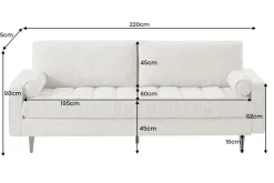 Design Sofa COZY VELVET 220cm beige Chenille Federkern 3-Sitzer mit goldener Kappe