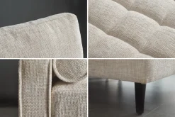 Design Sofa COZY VELVET 220cm beige Chenille Federkern 3-Sitzer mit goldener Kappe