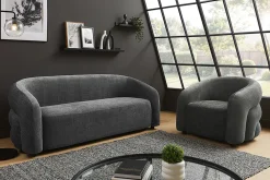 Design Sofa VOGUE 200cm grau Chenille Cremona 3-Sitzer Couch mit Nosagfederung