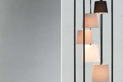 Design Stehlampe LEVELS 180cm schwarz grau 5 Leinenschirme