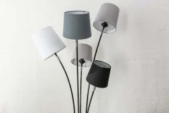 Design Stehlampe LEVELS 176cm schwarz grau mit 5 Leinenschirmen